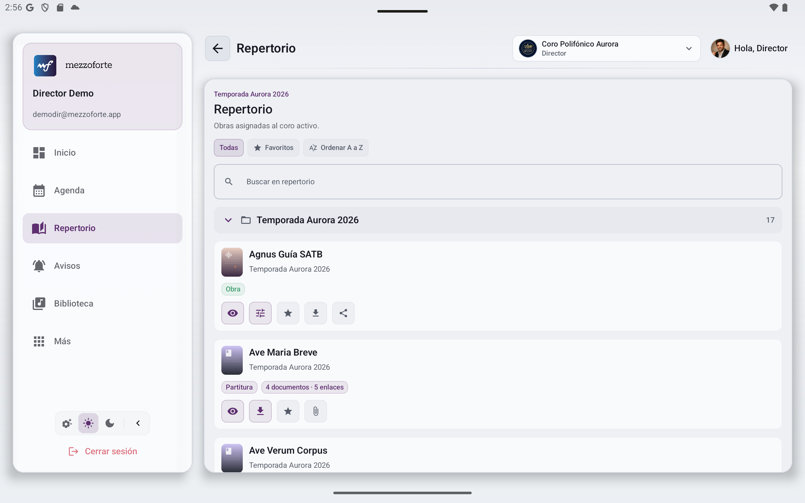 Mezzoforte repertoire on the web